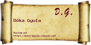 Dóka Gyula névjegykártya